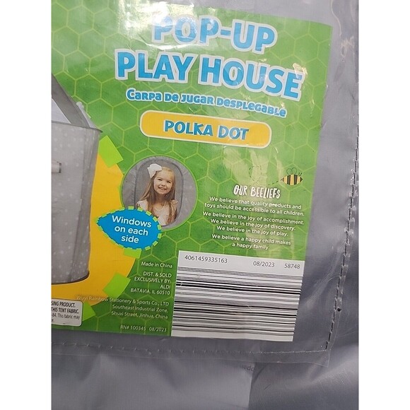 Princess POP-UP PLAYHOUSE Bee Happy POLKA DOT AGE 3+ ASSEMBLED 39 X 55 Grey NEW - Picture 4 of 4